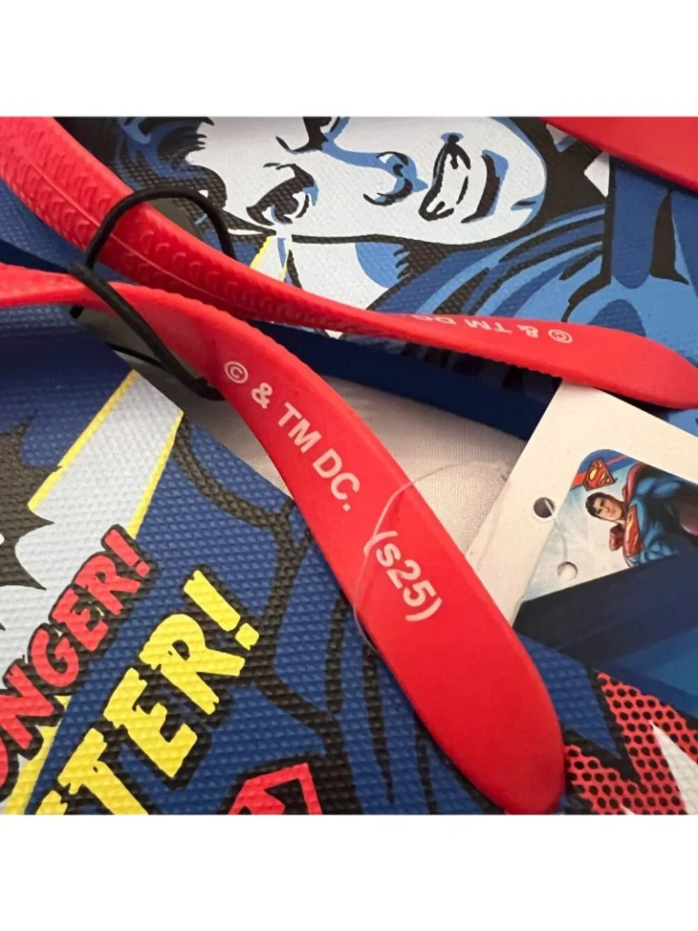 Superman DC Classic Cartoon Flip Flops Blue Red Mens Sz 9 NWT